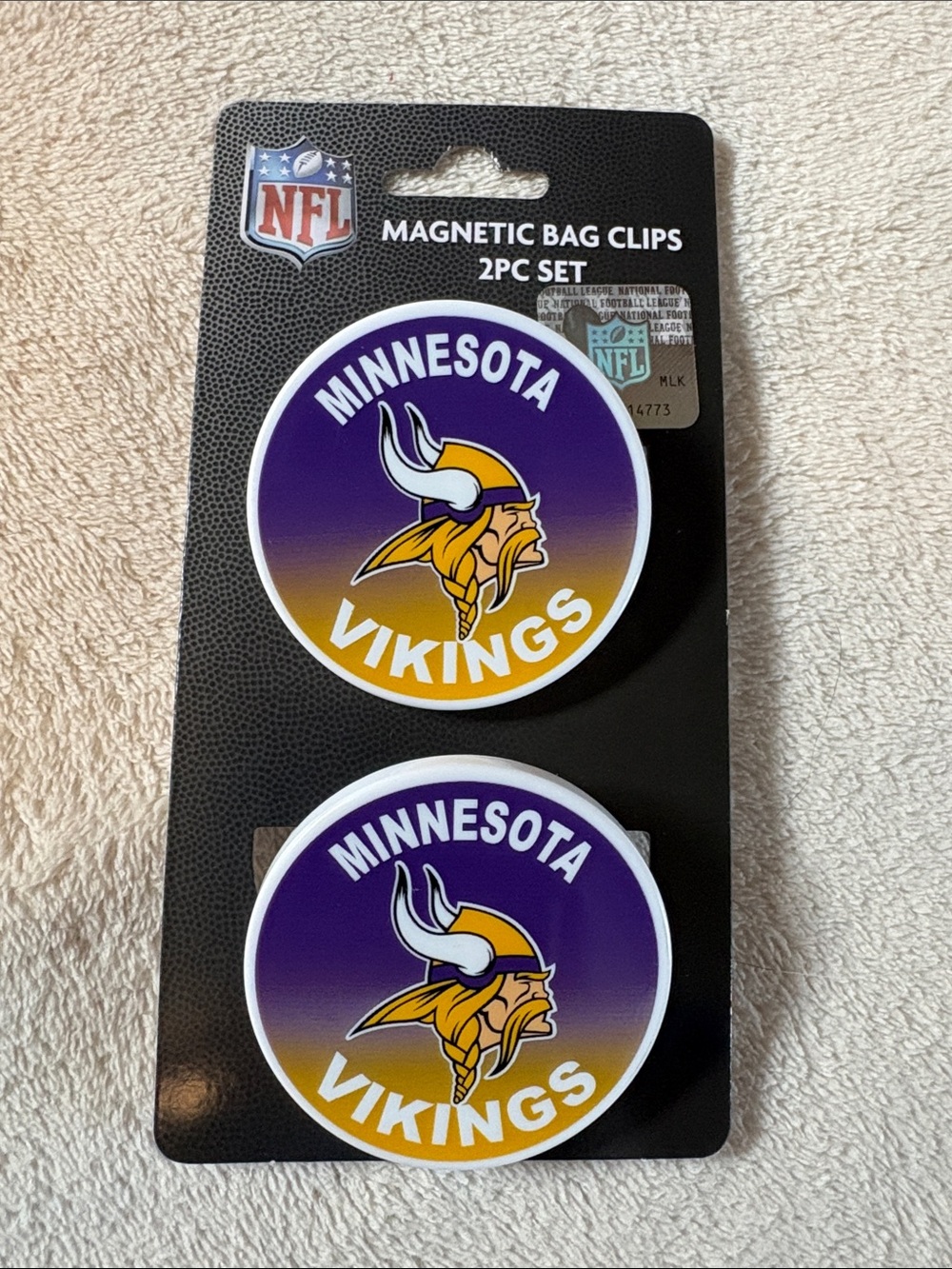 Minnesota Vikings Magnetic Bag Clips - 2 Pack (Purple & Gold)